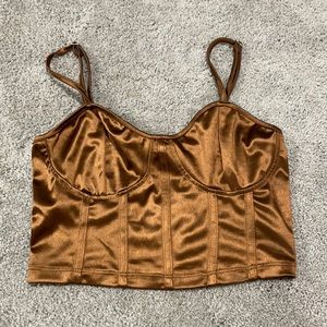 sky & sparrow bronze crop top, size S